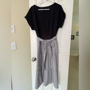 Talbots blue dress with cotton belt , size large